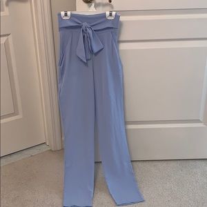 Tie waist cigarette pants